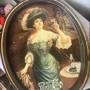 Vintage Pepsi-Cola Oval Serving Tray - Woman in Blue Dress (1970)